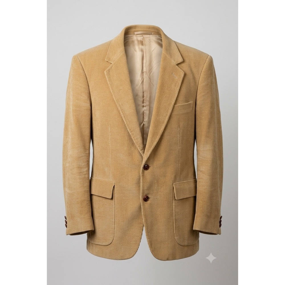 Vtg Le Tigre Corduroy Sport Coat 40R Cotton Jacket Blazer Office Acadamia Tan